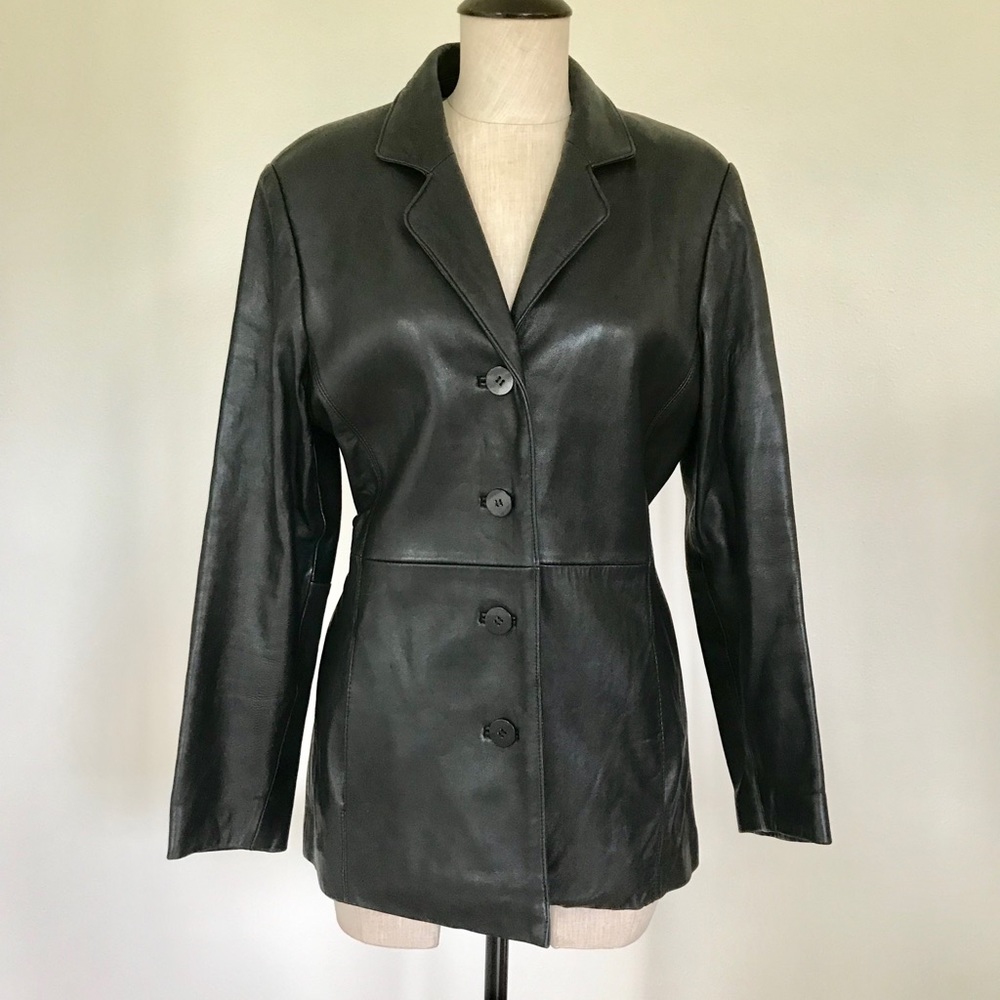 Carlo Amboldi Black Leather Jacket Size Small